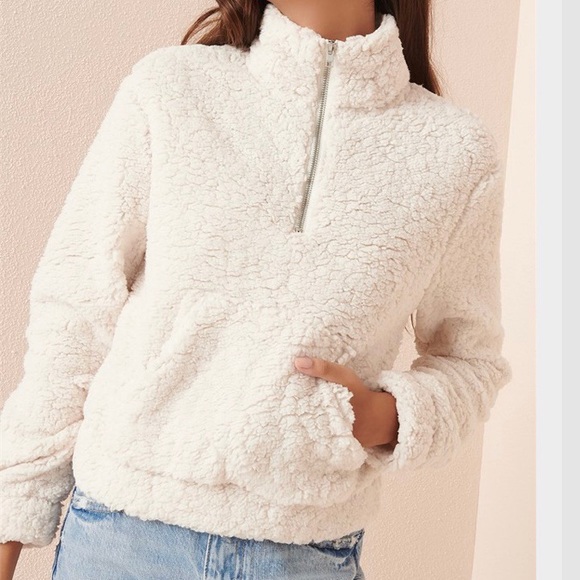 Cream Fleece Quarter Zip Up - Picture 4 of 4